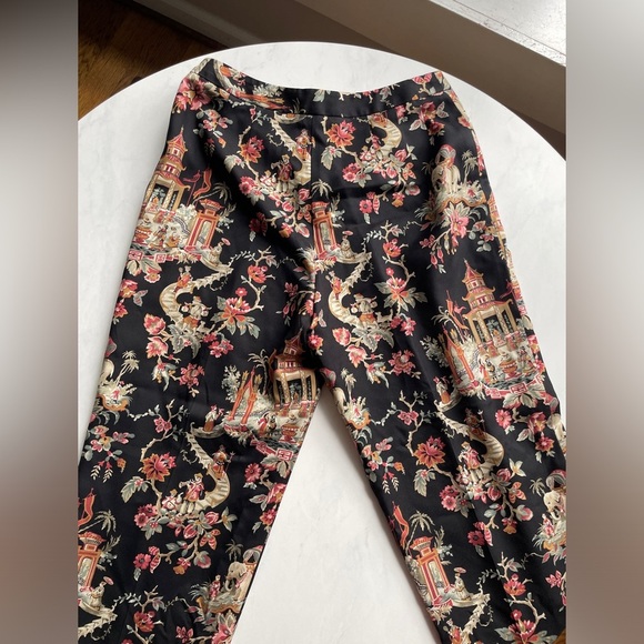 90s Vintage Talbots Printed Silk Blend High Waist Straight Leg Trousers Size 6 - Picture 6 of 6